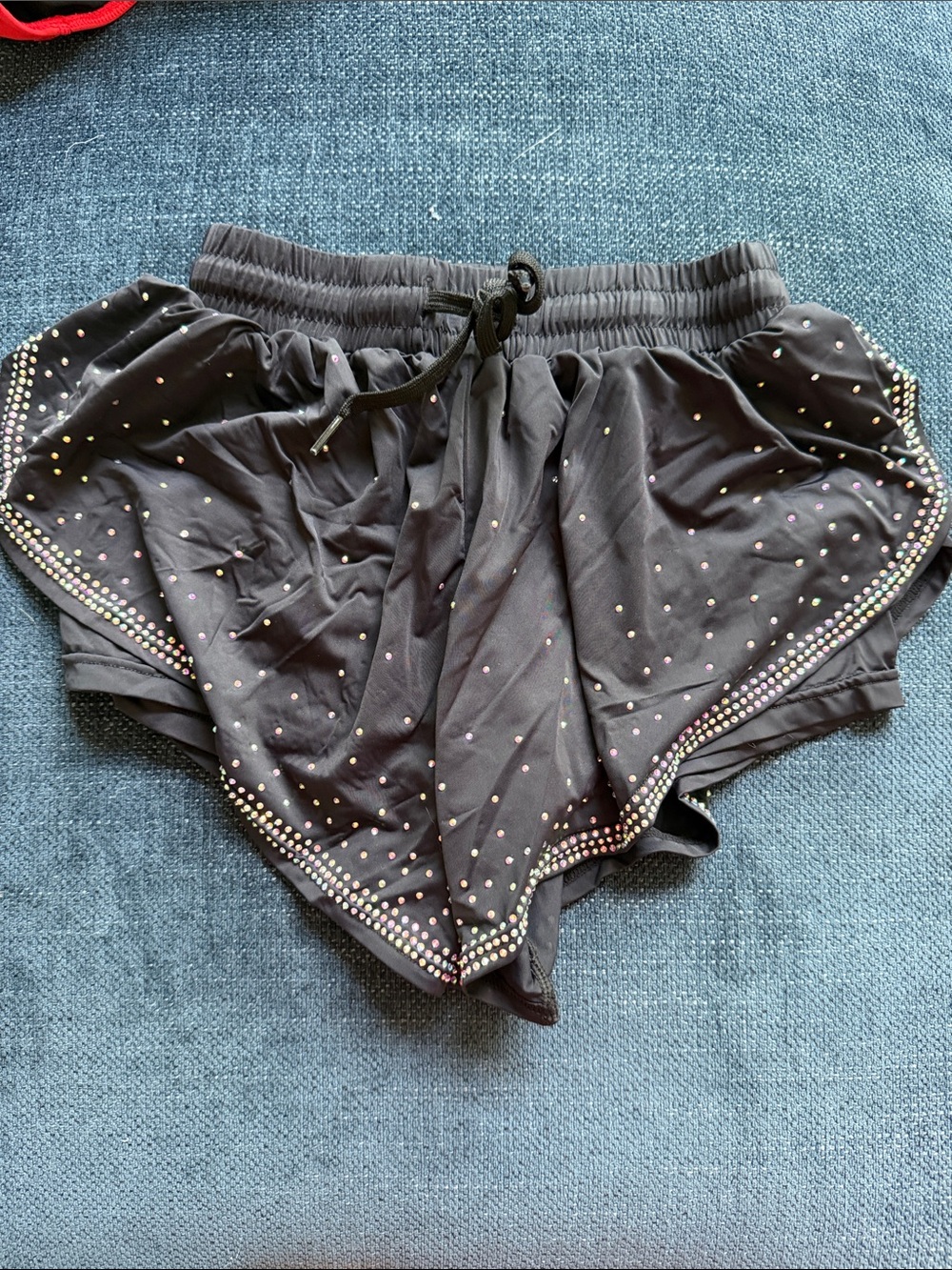 Girls' Black Rhinestone-Trim Pull-On Butterfly Active Shorts